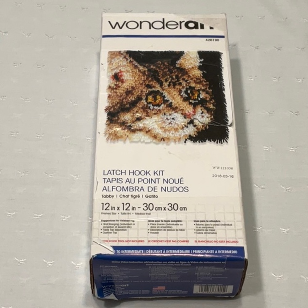 Cat Latch Hook Kit 12” x 12”